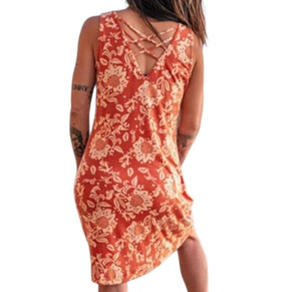Title Nine Womens XS Yasumi‎ Athletic Dress in Batik Floral Rust - Picture 1 of 14